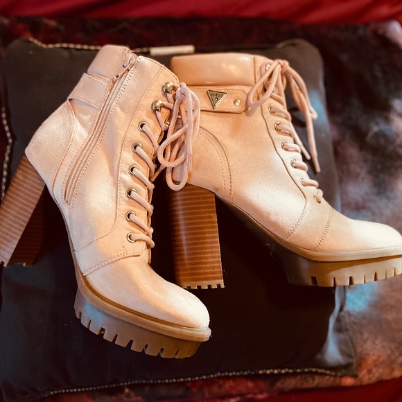Guess Blush Pink Lace Up Booties - Picture 1 of 1
